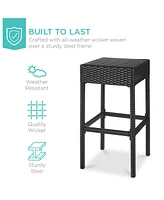 Best Choice Products 5-Piece Patio Wicker Bar Set w/ Built-In Bottle Opener, Hidden Storage Shelf
