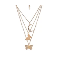Sohi Women's Gold Plated Designer Stone Multi-Layer Necklace