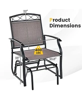 4pcs Patio Glider Set Single Swing Rocking Chair Heavy-Duty Metal Frame Outdoor