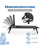 2 Pcs Patio Lounge Chair Chaise Recliner Back Adjustable Garden