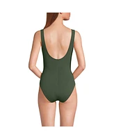 Lands' End Women's Slender Suit Wrap One Piece Swimsuit