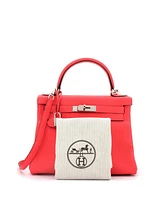 Pre-Owned Hermes Kelly 28 Handbag Red Clemence with Palladium Hardware