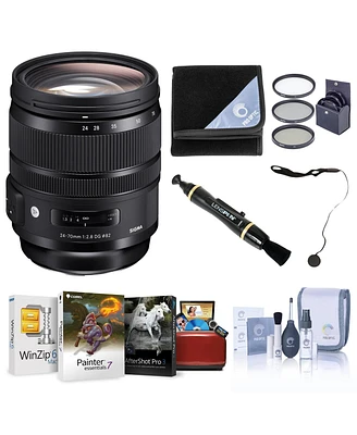 Sigma 24-70mm f/2.8 Dg Os Hsm If Art Lens for Nikon F, Bundle with ProOptic 82mm Filter Kit, Lens Wrap, Cleaning Kit, Lens Cap Tether, Lens Cleaner, M