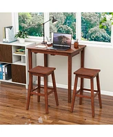 3-Piece Bar Table Set with Pub Table and 2 Saddle Stools