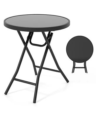 Folding Side Table Patio Round Compact Coffee
