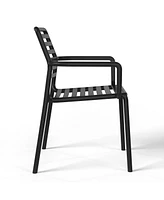 Outdoor Stackable Polypropylene Plastic Resin Dining Armchairs (Set of 4)