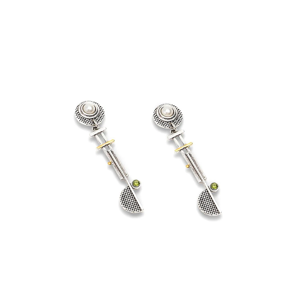 Sohi Women's Silver Plated Party Designer Stone Drop Earrings