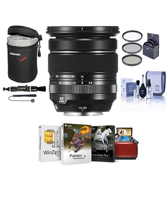 Fujifilm Xf 16-80mm f/4.0 R Ois Wr Lens, Bundle with ProOptic 72mm Uv Filter, Lens Case, Cleaning Kit, Lens Cap Tether, Lens Cleaner, Mac Software Kit