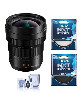 Panasonic Lumix G Leica Dg Vario-Elmarit 8-18mm f/2.8-4 Aspherical Lens for Micro Four Thirds, Bundle with Hoya 67mm Uv+Cpl Filter Kit and Cleaning Ki