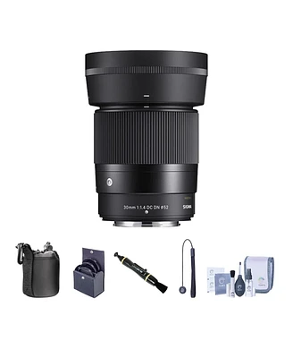 Sigma 30mm f/1.4 Dc Dn Contemporary Lens for Nikon Z Bundle with 52mm Filter Kit, Lens Pouch, Lens Cleaner, Cleaning Kit, Lens Cap Tether
