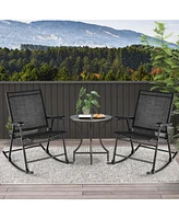 2 Pcs Patio Folding Rocking Chair Heavy-Duty Metal Frame Rockers Outdoor