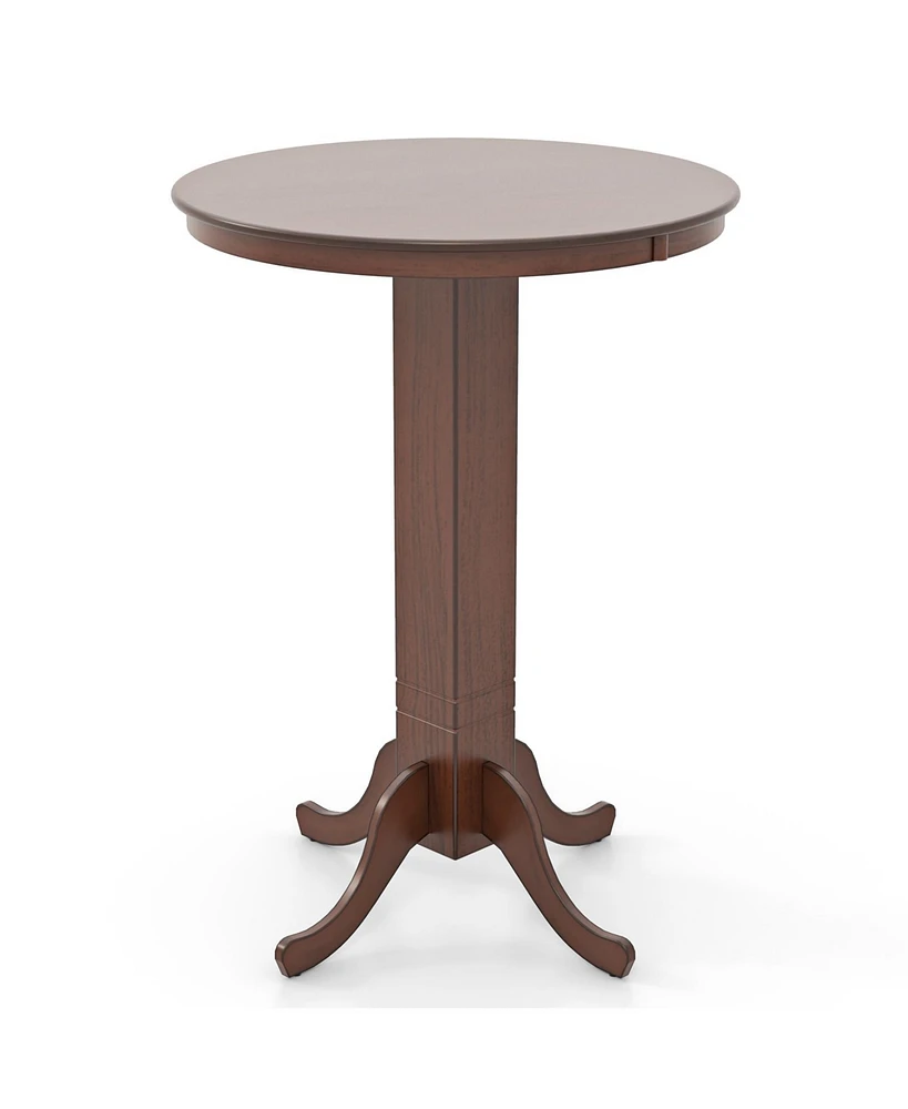 Wood Pub Round Dining Table with Pedestal Base