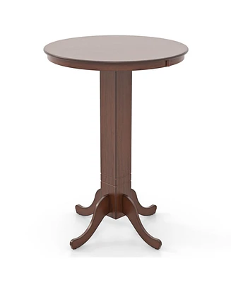 Wood Pub Round Dining Table with Pedestal Base