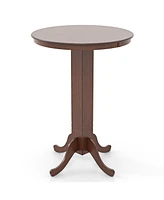 Wood Pub Round Dining Table with Pedestal Base