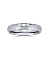 Bling Jewelry Multi Faceted Prism Cut Titanium Band Rings Silver Tone Comfort Fit