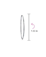 Bling Jewelry Thin Minimalist Hoop Huggie Earrings Sterling Silver Various Sizes