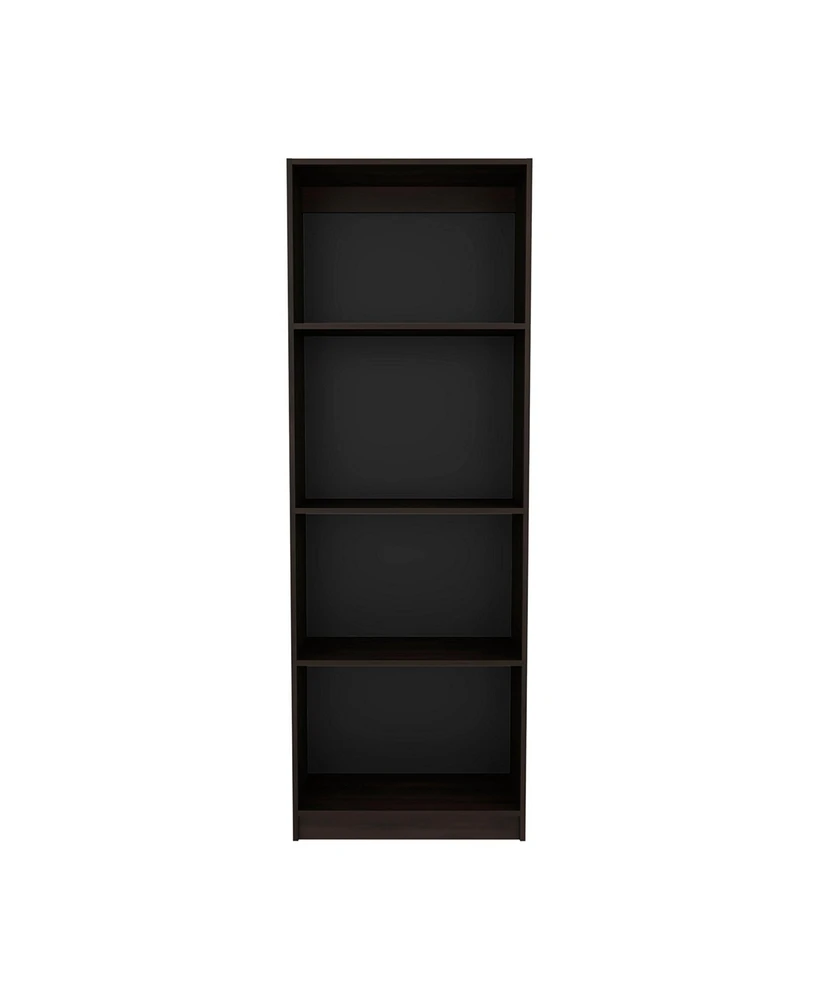 Bear Flat Bookcase with Open Storage and 4 Shelves ,Stained Walnut
