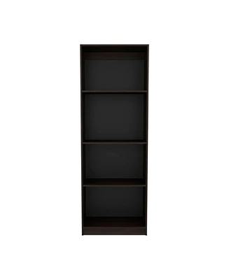 Bear Flat Bookcase with Open Storage and 4 Shelves ,Stained Walnut