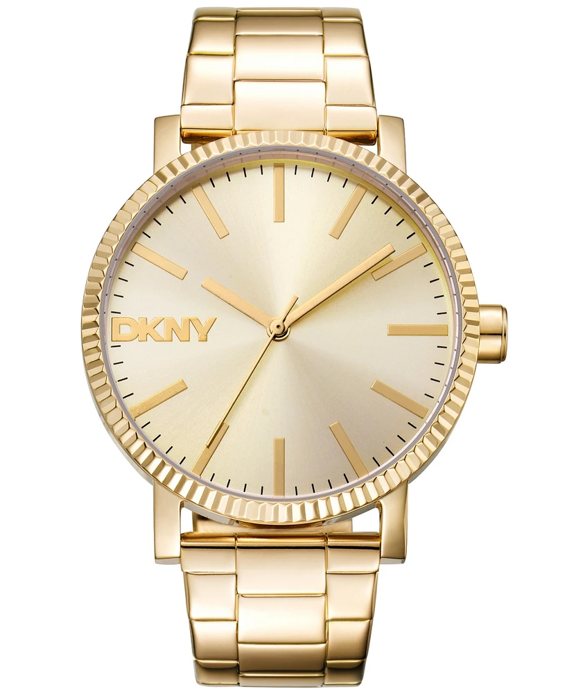 Dkny Women's Soho Maxi Gold-Tone Stainless Steel Bracelet Watch, 40mm