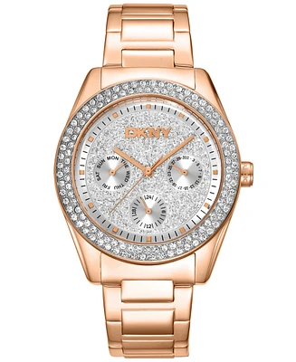 Dkny Women's Chambers Multi-Function Chronograph Rose Gold-Tone Stainless Steel Bracelet Watch, 36mm