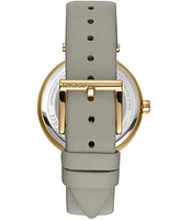 Dkny Women's Essential Logo Gray Leather Strap Watch, 38mm