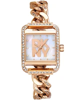 Dkny Women's City Glitz White Mop Dial Red Gold-Two-Tone Stainless Steel Bracelet Watch 27x34.5mm