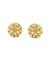Bling Jewelry Set of 3 Elegant Round 8MM Glittering Pave Crystal Disco Ball Stud Earrings .925 Sterling Silver