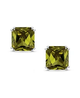 Bling Jewelry Set of 2 Large 5CT Square Cz Solitaire Clip-On Earrings Silver Plated 12MM