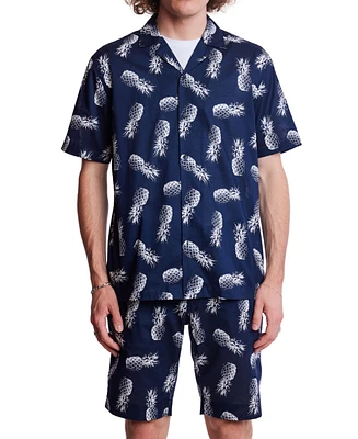 Paisley & Gray Men's Slim Fit Short Sleeve Pineapple Print Button Front Camp Shirt