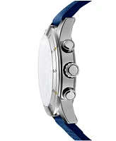 Dkny Men's Bryant Park Chronograph Dark Blue Leather Strap Watch, 44mm