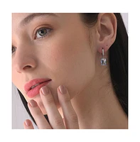 Sohi Women's Silver-Plated Stone Hoop Earrings