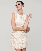 Avec Les Filles Women's Sleeveless 3D Floral Embroidery Mini Dress