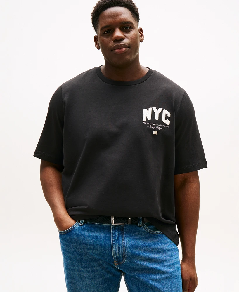 Tommy Hilfiger Men's Big & Tall Short Sleeve Crewneck Nyc Script Logo T-Shirt