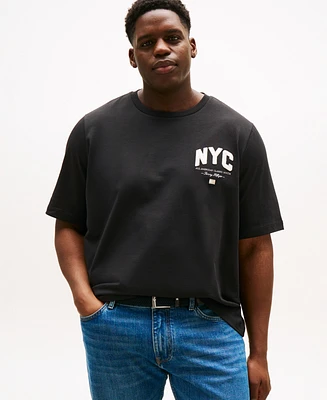 Tommy Hilfiger Men's Big & Tall Short Sleeve Crewneck Nyc Script Logo T-Shirt