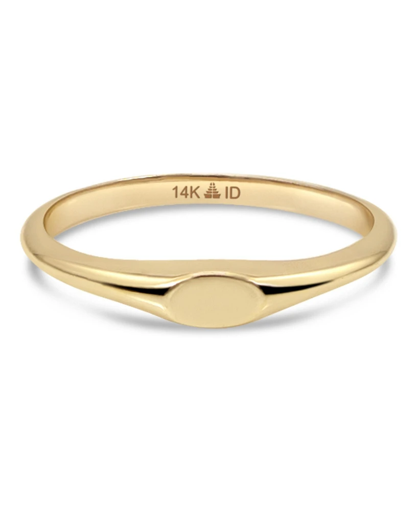 Devata Signet Ring in 14K Gold, Size 8, approx. 1.7 grams.