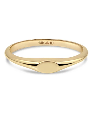 Devata Signet Ring in 14K Gold, Size 8, approx. 1.7 grams.