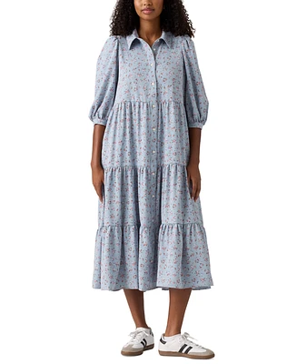 Levi's Women's Cynthia Puff-Sleeve Tiered Midi Dress