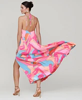 Avec Les Filles Women's Pleated Halter Maxi Dress