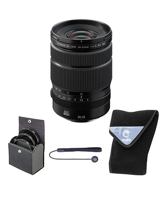 Fujifilm Gf 20-35mm f/4.0 R Wr Lens, Black, Bundle with 82mm Digital Essentials Filter Kit and 19x19" Lens Wrap