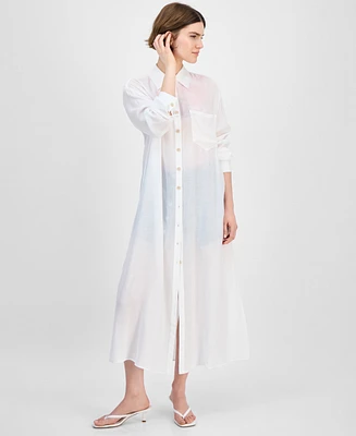 Bar Iii Women's Oversized Button-Front Long-Sleeve Shirt, Exclusively at Macy's