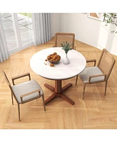 Wooden Round Dining Table with Pedestal Base