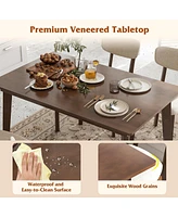 Wooden Dining Table with Rubber Wood Legs for 4 People