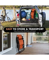 2 Pieces Folding Lounge Chair with Zero Gravity