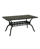 Mondawe Outdoor Cast Aluminum Rectangular Dining Table