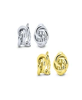 Bling Jewelry Set of 2 Interlocking Rope Clip-On Earrings for Non-Pierced Gold Silver Plated