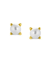 Bling Jewelry Set of 2 Tiny Freshwater Pearl Stud Earrings Silver Gold Plated Sterling Silver