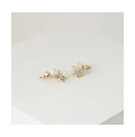Sohi Women's Gold Plated Pearls Stud Earrings