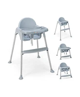 Costway Toddler 4-in-1 Convertible High Chair Feeding with Removable Double Tray& Footrest