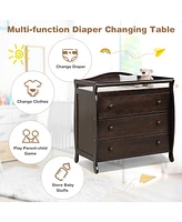 Costway Baby 3 Drawer Changing Table Diaper Station w/ Safety Belt