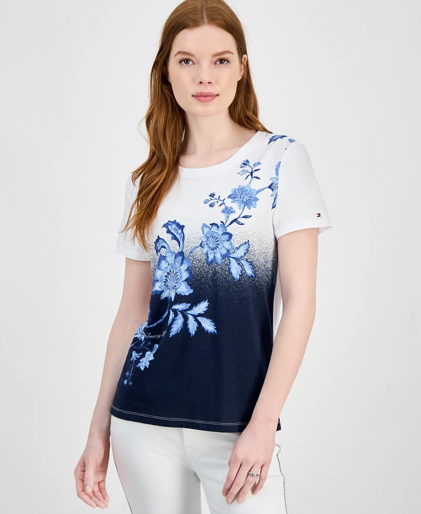 Tommy Hilfiger Women's Placed Floral Ombre T-Shirt